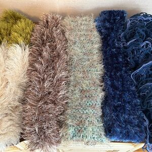 Colorful Textured Scarves Set Lot of 5 Handmade Scarves - blue, green, brown, va